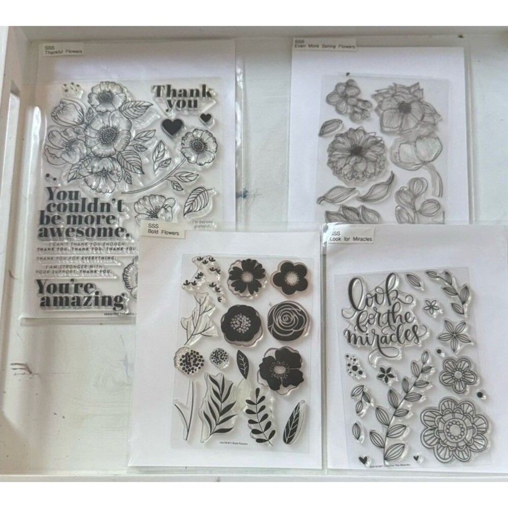 Lot of 4 - Simon Says‎ Stamp Floral Stamp Sets